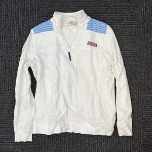 Vineyard Vines Women’s Quarter Zip in White/Blue